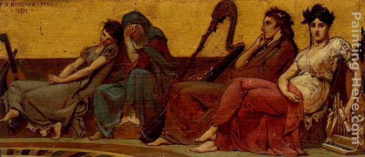 Design for the decoration of an Aeolian Harp painting - Frederick Arthur Bridgman Design for the decoration of an Aeolian Harp art painting